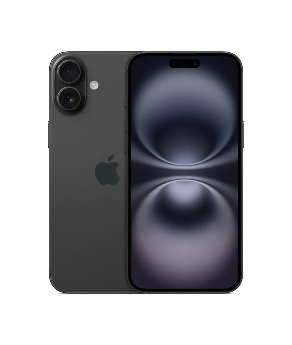 iPhone 16 Plus in Black, front view
