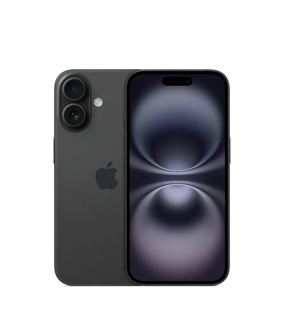 iPhone 16 in Black, front view