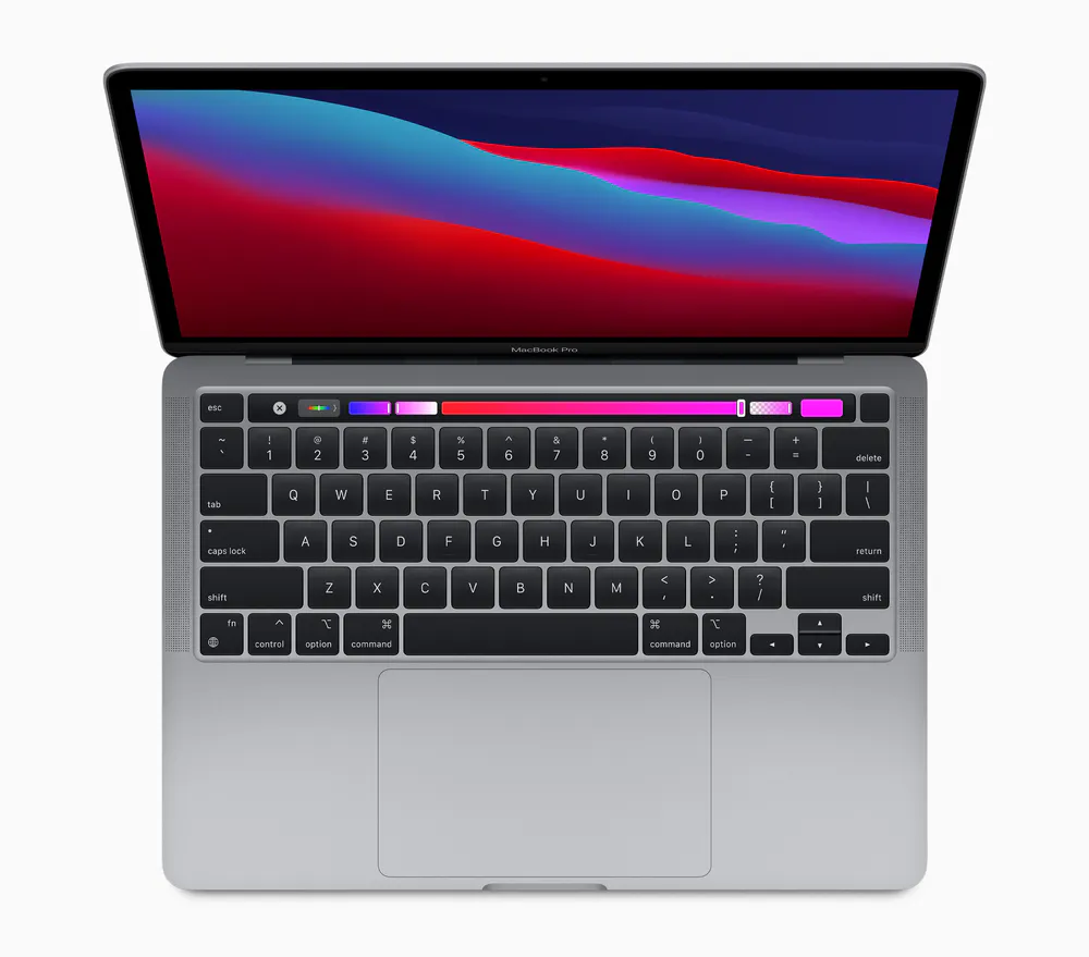 MacBook Pro 13-inch (M1) in Silver, front view