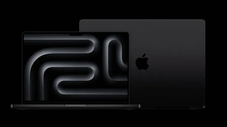 MacBook Pro 14-inch (M3) in Space Gray, front view