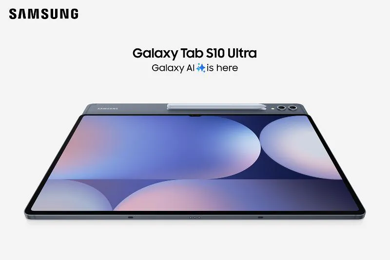 Galaxy Tab S10 Ultra in Moonstone Gray, front view