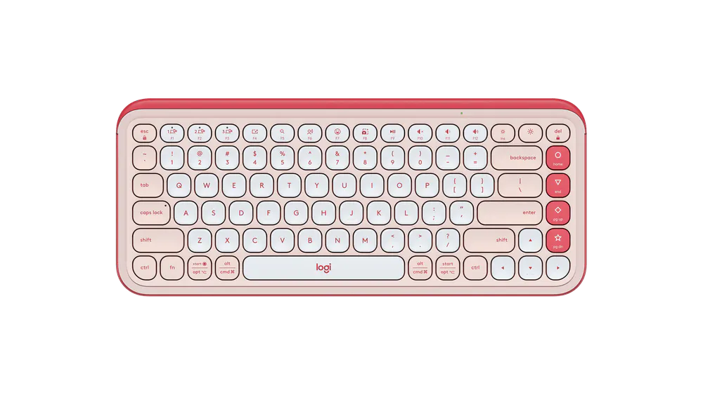 Logitech POP Icon Keys — Rose & Off White, front view