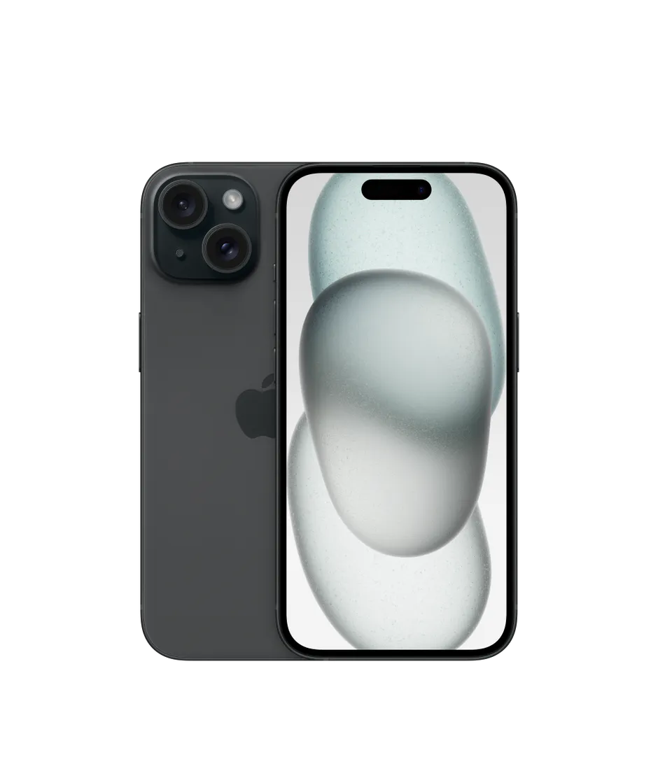 iPhone 15 in Black, front view