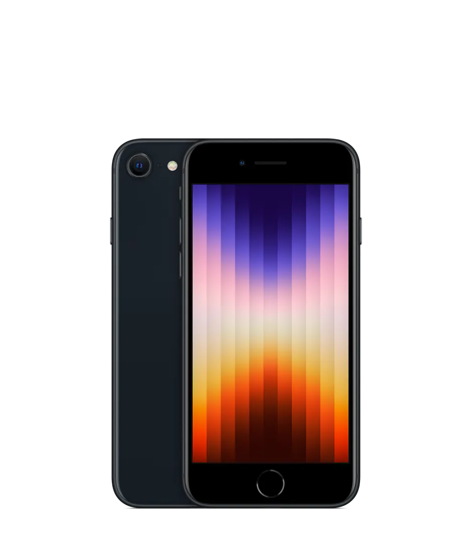 iPhone SE (3rd generation) in Midnight, front view