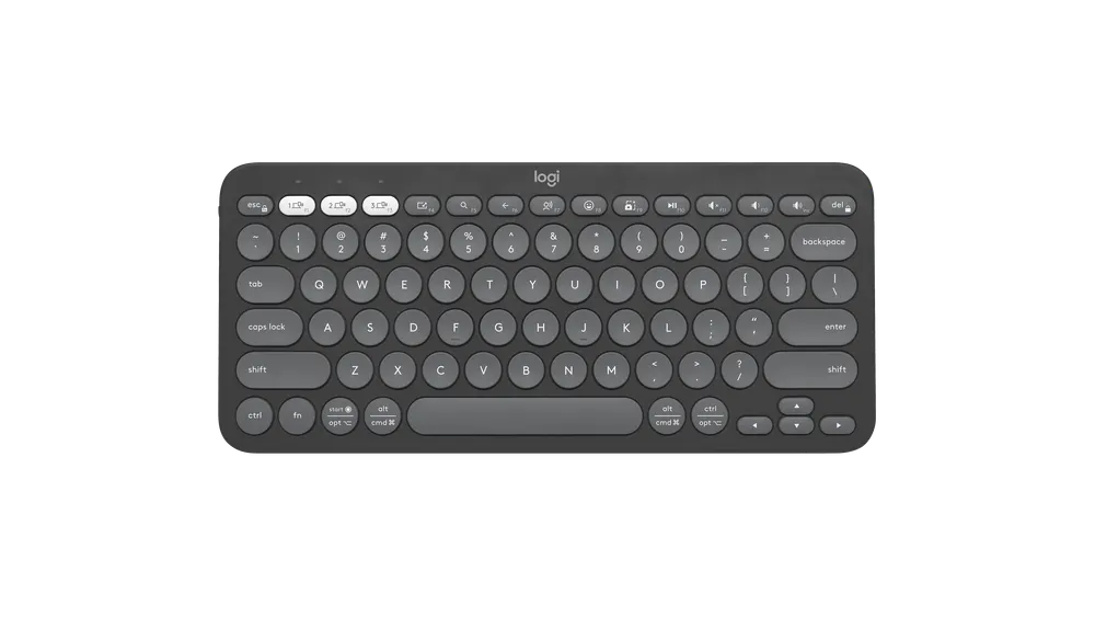 Logitech Pebble Keys 2 K380s — Tonal Graphite, front view